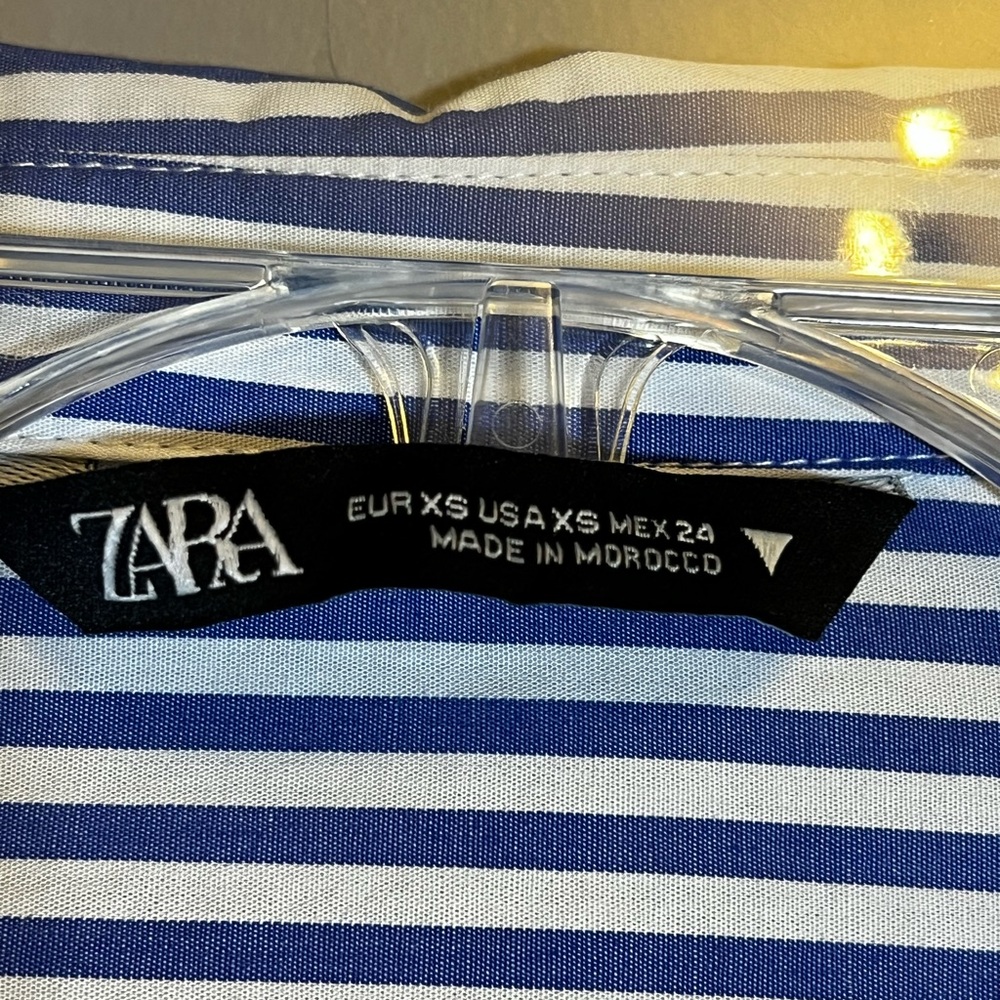 Zara Striped Crop Poplin Button Up Collared Shirt… - image 6